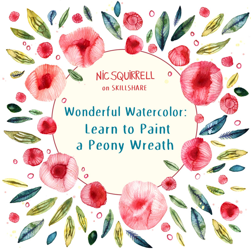 Wonderful Watercolor: learn to paint a peony wreath - a Skillshare class by Nic Squirrell